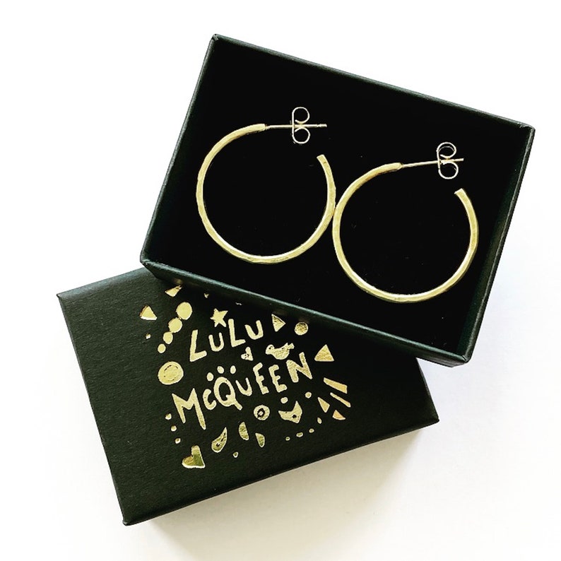 Small hammered brass hoops