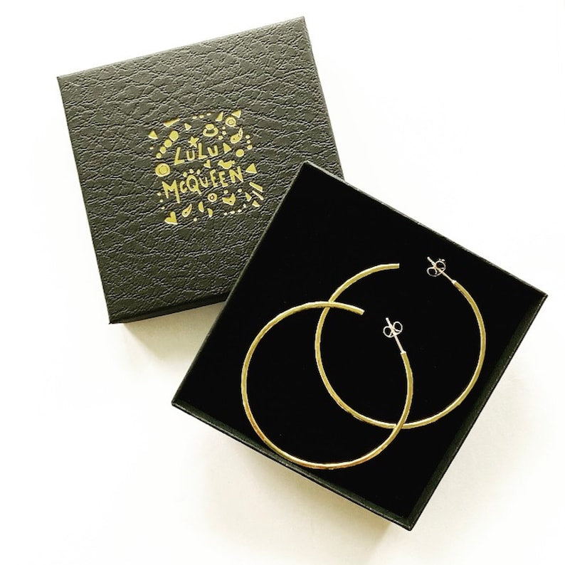 Medium hammered brass hoops