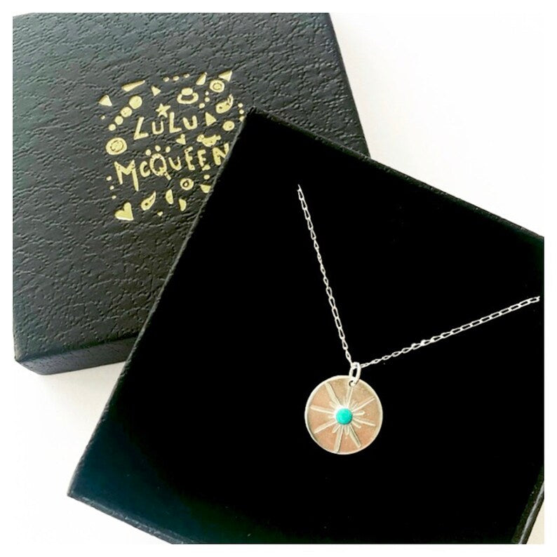 Turquoise star silver necklace