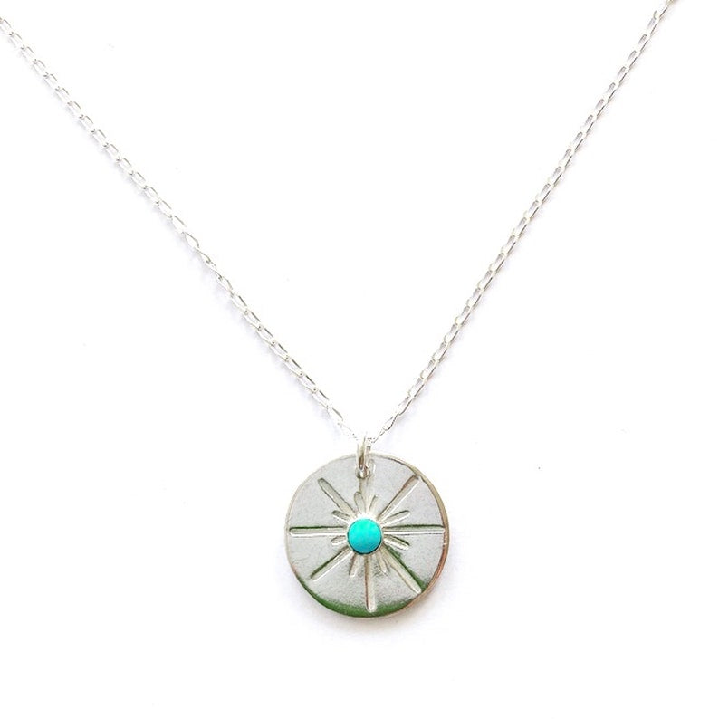 Turquoise star silver necklace