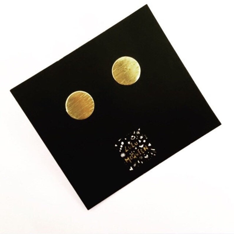 Hammered brass circle studs