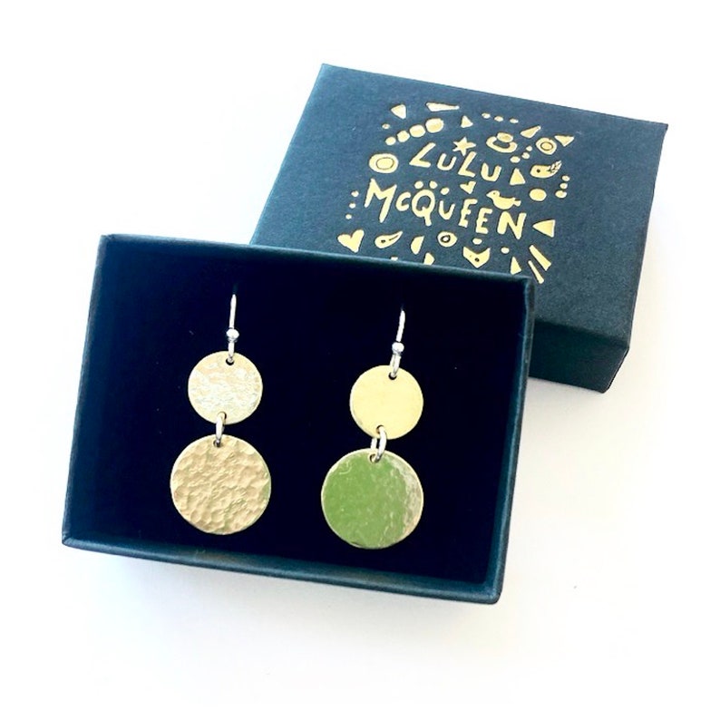 2 X Hammered Brass Disc dangles