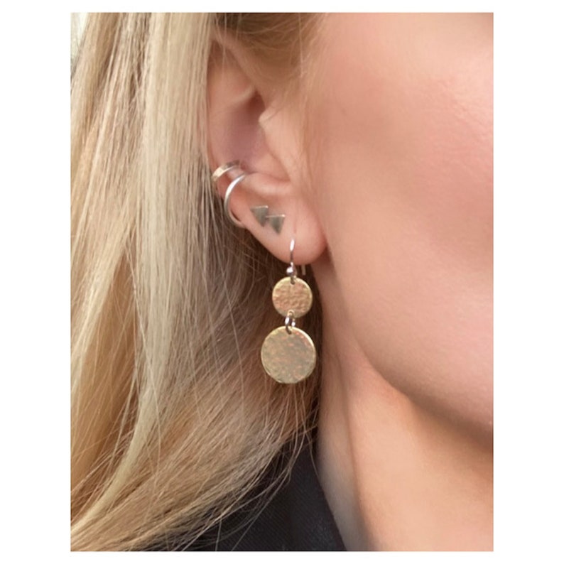 2 X Hammered Brass Disc dangles