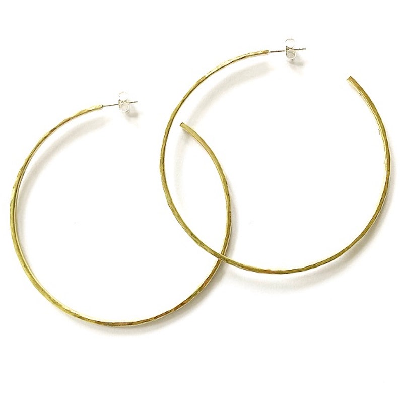 Large hammered brass hoops