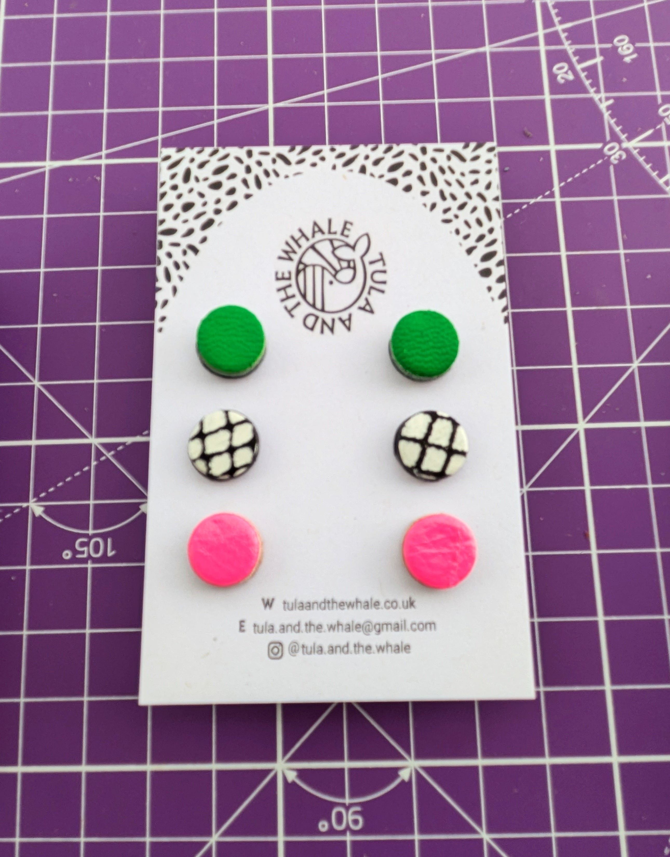 Mini Stud Set - Pink, Green and Mono