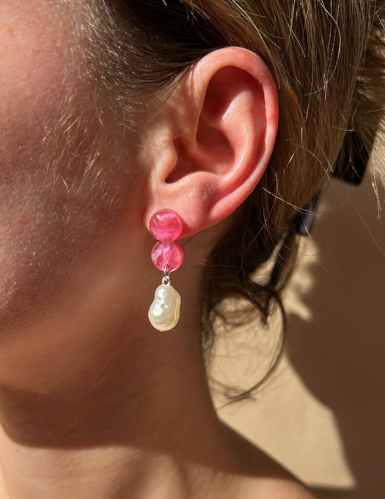 Double Disc Raspberry Pink Pearl Drop