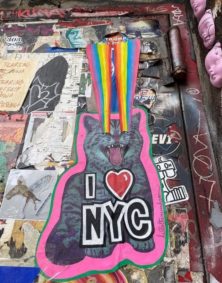 Shoreham kitty paste with rainbow straws in NYC wolf holder