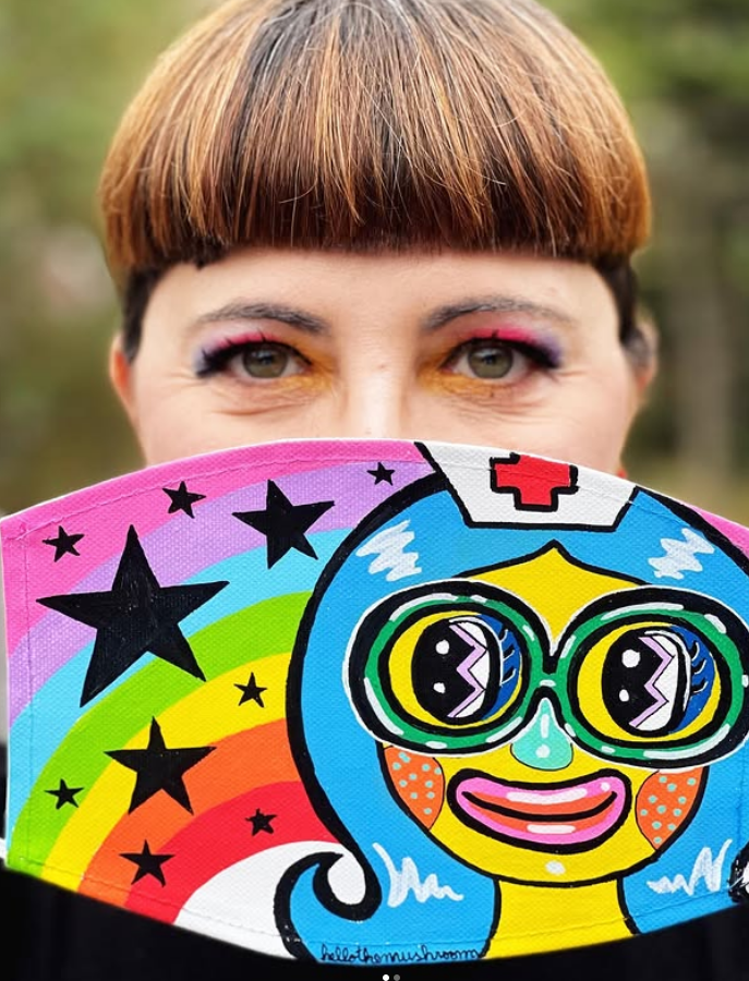 Colorful rainbow starry kitty paste Shoreham Kitty face mask