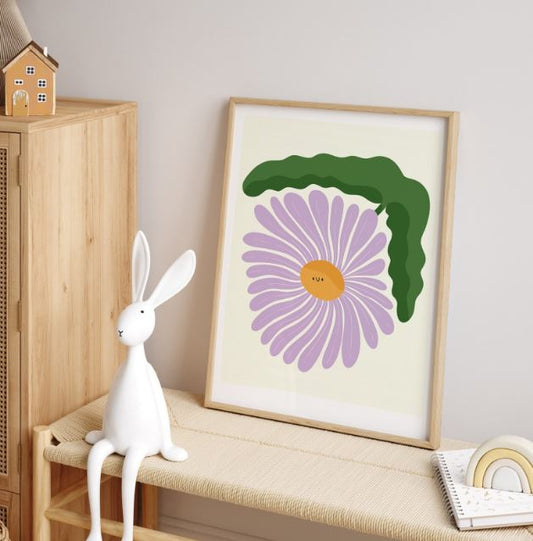 A3 Happy Flower Lilac Print