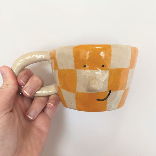 Buddy Mug - Orange Checkerboard