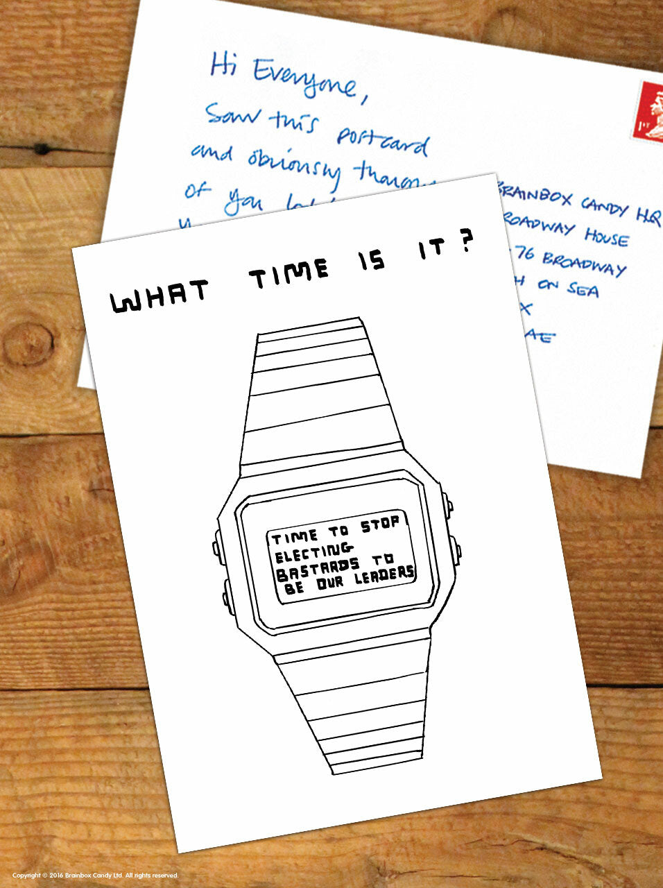 Postcard - What Time Is It? David Shrigley