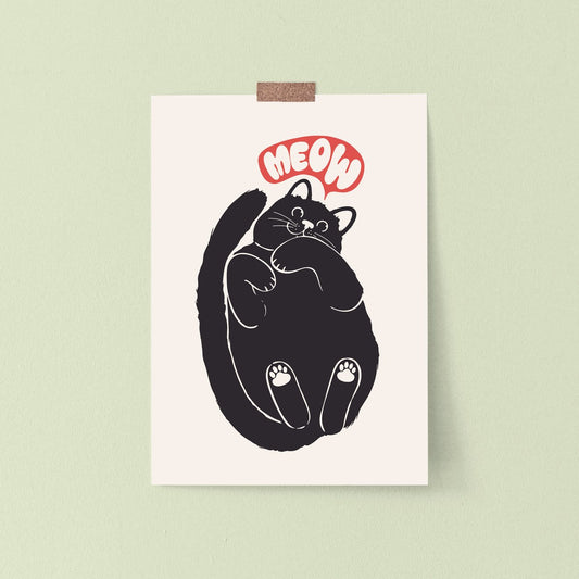 Black Loaf Cat Print