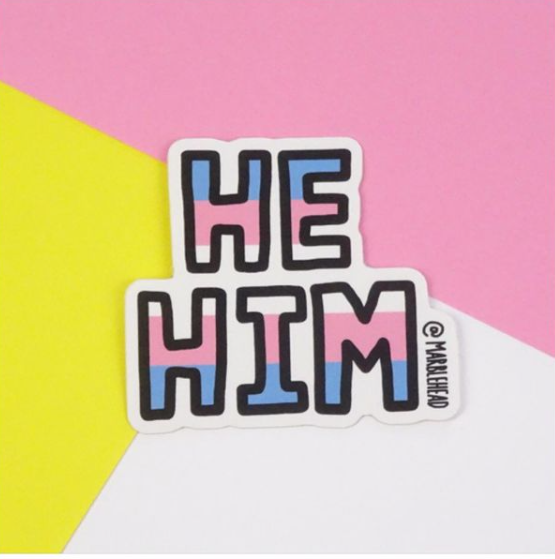 He/Him Pronouns Vinyl Sticker-Neighbourhood Store 