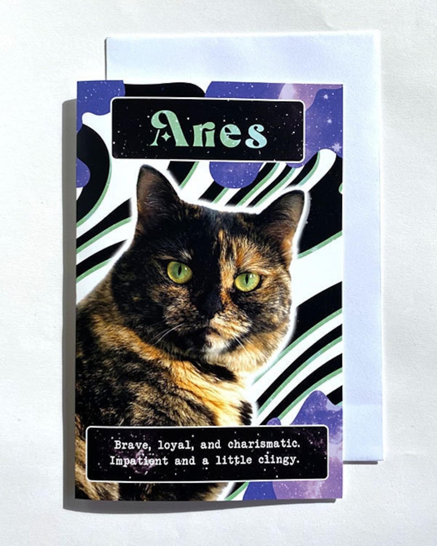 Aries Cat Star Sign Card