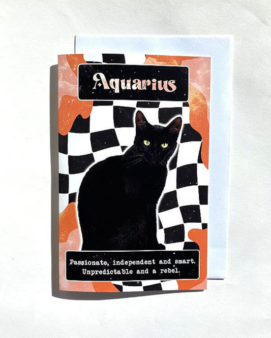Aquarius Cat Star Sign Card