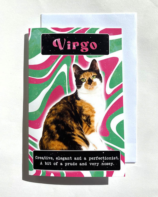 Virgo Cat Star Sign Card
