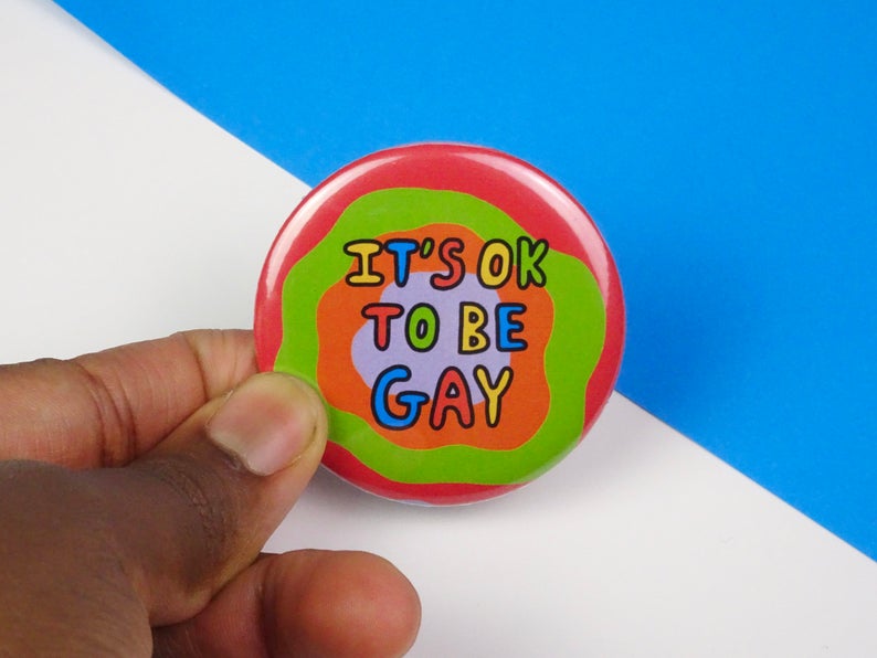 Its Okay To Be Gay Button Badge Marblehead