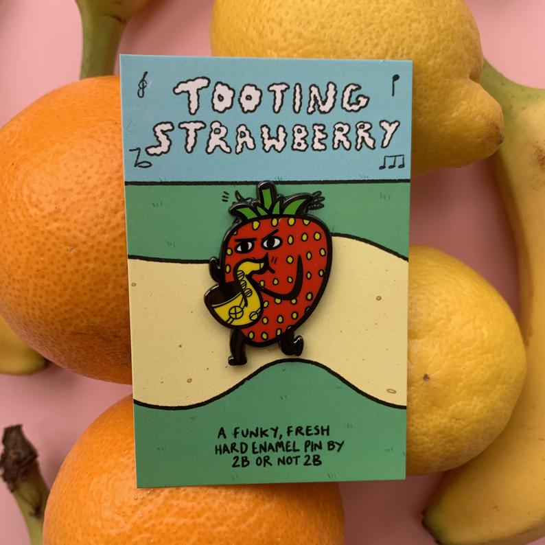 Tooting Strawberry Saxophone Pin-Neighbourhood Store 