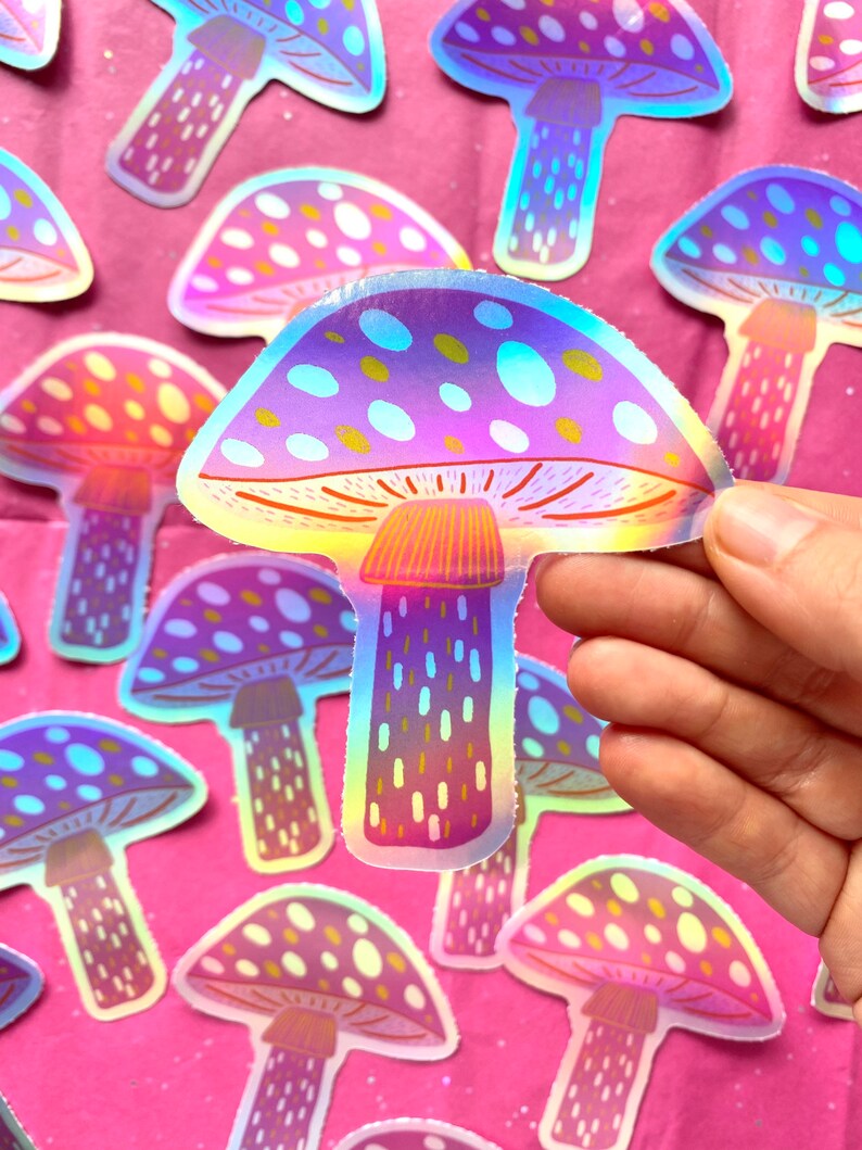 Holographic Vinyl Mushroom Sticker