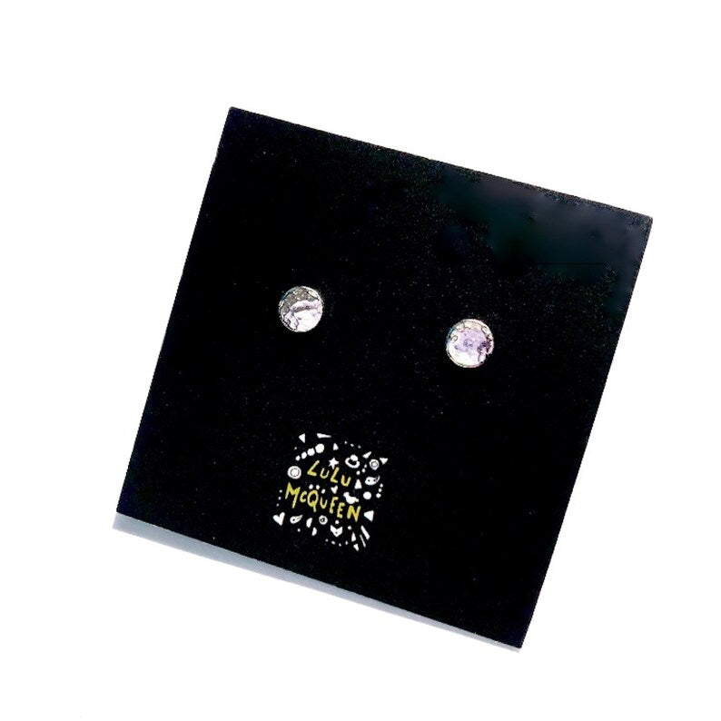 Small hammered silver disc studs earrings