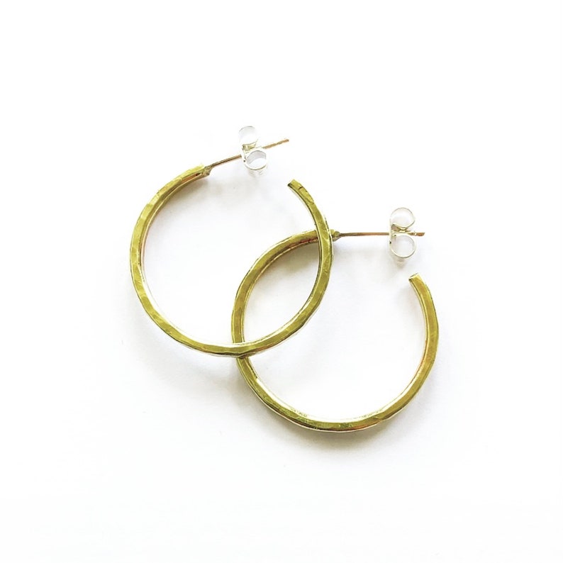 Small hammered brass hoops