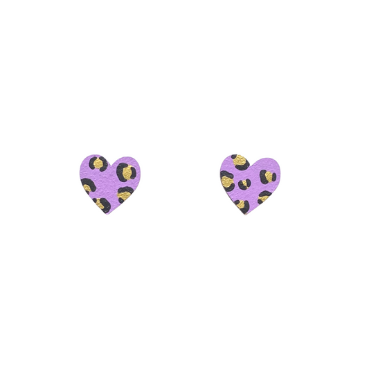 Mini Leopard Heart Lilac & Gold