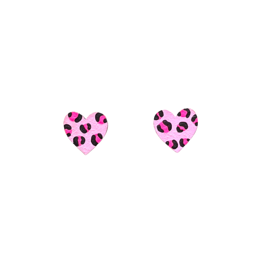 Mini neon pink leopard heart