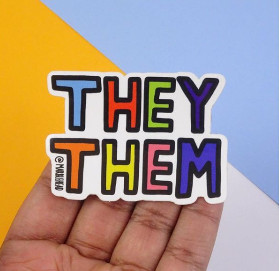They/Them Pronoun Vinyl Sticker-Neighbourhood Store 
